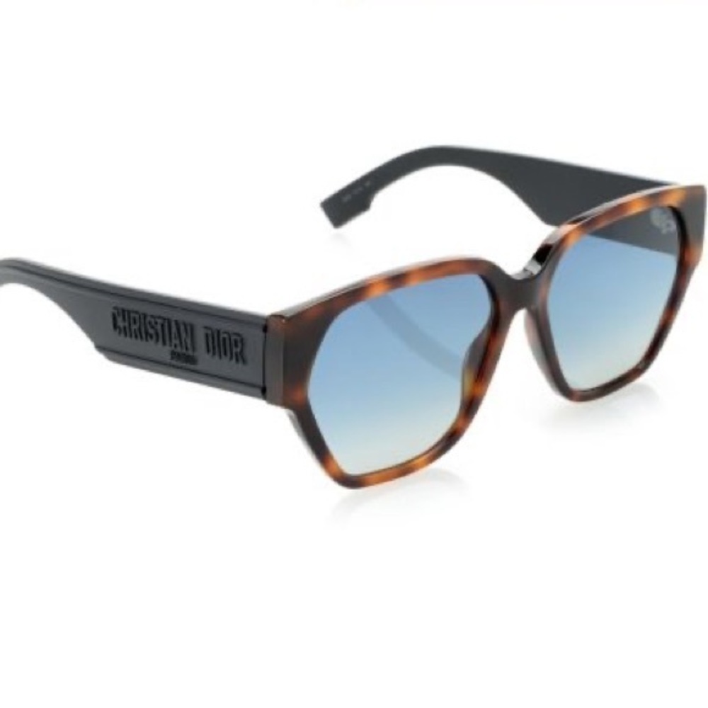 DIOR ID1 57mm Square Sunglasses 0086-84 Dark Havana/Blue Shaded - Picture 6 of 9